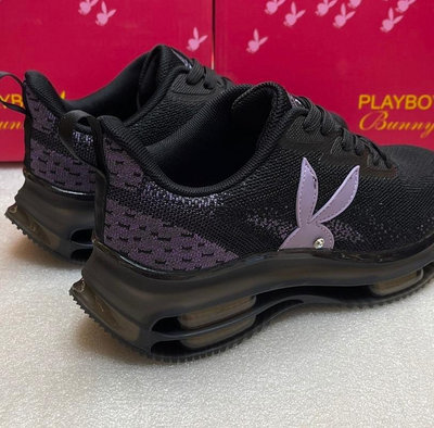近全新PLAYBOY黑色女休閒運動鞋（紫色兔兔/40號/無鞋盒）