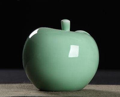 6209A 日式 青瓷梅子青蘋果造型擺件 和風弟窯青瓷蘋果如意平安擺飾桌面裝飾品送禮禮物