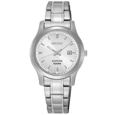 【金台鐘錶】SEIKO 精工 女錶 石英錶 不鏽鋼錶帶 白色錶盤 (藍寶石水晶鏡面) SXDG61P1