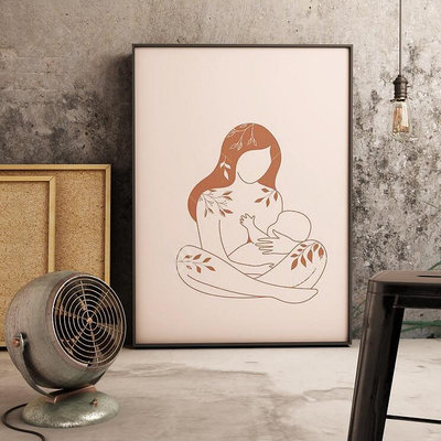 孕婦 嬰兒 壁畫 母親  海報 畫芯噴繪 房 臥室 裝飾畫  無框畫