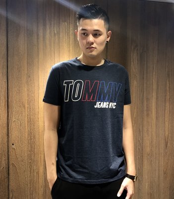 美國百分百【全新真品】Tommy Hilfiger T恤 TH 大尺碼 T-shirt 短袖 logo 藍色 K161