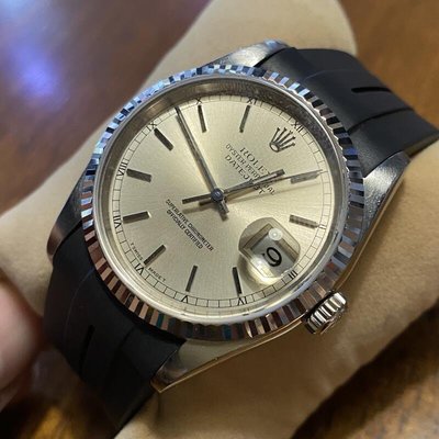 【錶帶家】代用勞力士 ROLEX 16234 蠔式 16233 等 20mm 全新咖啡色黑色圓弧膠帶密合錶殼不含手錶