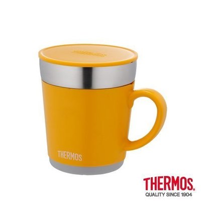 THERMOS 膳魔師 不銹鋼真空保溫杯JDC-350-Y 0.35L 黃色 把手咖啡杯 隔熱杯 杯蓋