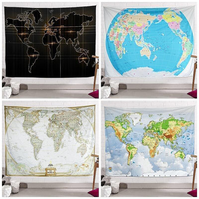 掛毯裝飾裝飾畫世界地圖掛布ins背景布復古床頭臥室北歐掛毯書房藝術裝