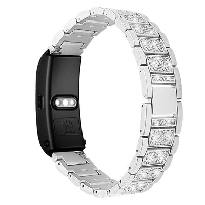 18mm 華為B5智能手錶帶 huawei b5 不鏽鋼金屬三珠鑲鑽替換錶帶 佳明vivoactive4S運動快拆腕帶