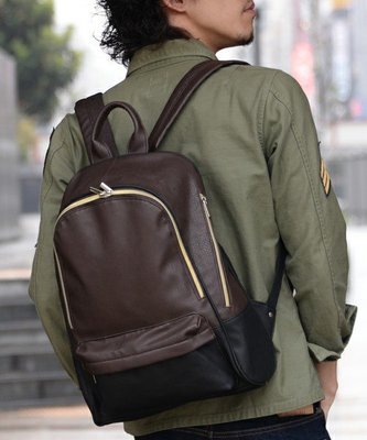 【Mr.Japan】日本限定 DEVICE 手提 後背包 大容量 質感 皮革 後側拉鍊 男女 咖啡x黑 包包 預購款