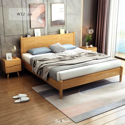 【大熊傢俱】CN W12 橡木床組 床架 實木 日系 北歐 簡約 無印風 臥室 五尺 六尺 雙人標準 雙人加大