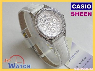 SHE-3504L-7A皮帶SHE-3504《台灣CASIOS公司貨》SHEEN SWAROVSKI女錶24-Watch