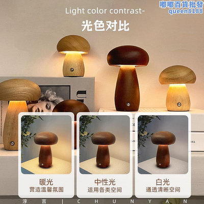 淳言ins蘑菇燈LED小夜燈創意檯燈臥室簡約觸碰式開關氣氛燈禮物