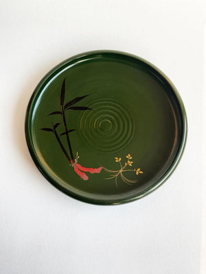 日本漆器 木胎大漆金蒔繪果子皿 昭和早期時期 壺承 實木托盤