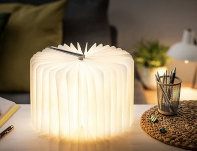 [SECOND LOOK]英國品牌 折疊式 灰色麻質 攜帶式 LED 書本造型 小夜燈