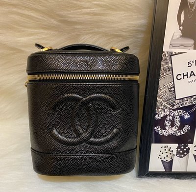 Chanel Vintage老香荔枝牛皮化妝包