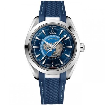 預購 OMEGA 歐米茄 手錶 機械錶 43mm 海馬 地球 藍面盤 橡膠錶帶 220.12.43.22.03.001