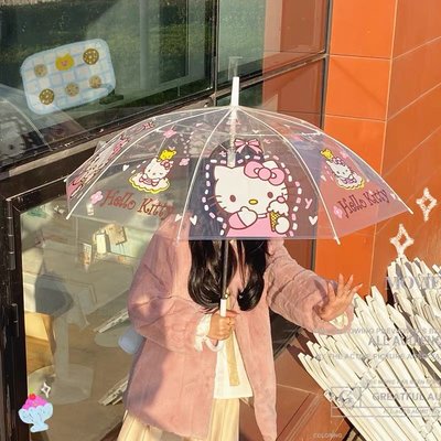 hellokitty雨傘透明雨傘折疊網紅凱蒂貓透明雨傘女孩拍照文藝清新