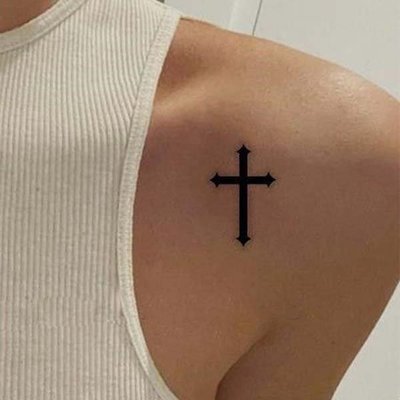 【萌古屋】十字架 - 半永久植物草本果汁紋身刺青維持2周 擦不掉紋身刺青K61