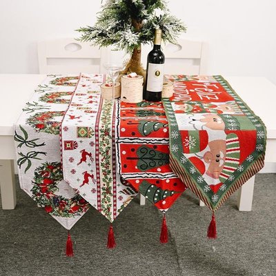 現貨 LED燈飾 毛衣 聖誕節 家庭 裝飾品 針織桌布 旗 創意 聖誕桌布 餐桌裝飾 居家裝扮 節日 長桌布 流 A
