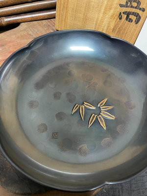 新 日本玉川堂斑紫銅果子缽，純銅果盤，全新未使用保存品，干