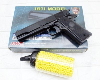 台南 武星級 KWC M1911 空氣槍 + 0.12g BB彈 奶瓶 ( KA11 BB槍BB彈COLT柯特