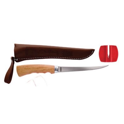北海岸釣具 6吋木柄魚刀 (Wooden Handle Fillet Knife-6in) ABU 鋒利魚刀 附贈磨刀器