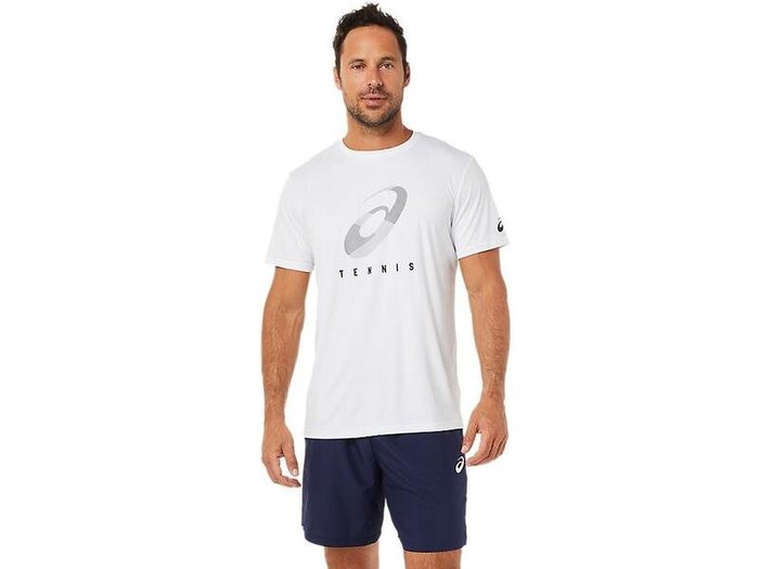 【曼森體育】ASICS 亞瑟士 男 快速排汗 短袖T恤 網球 Tennis 印花 運動衣 訓練服