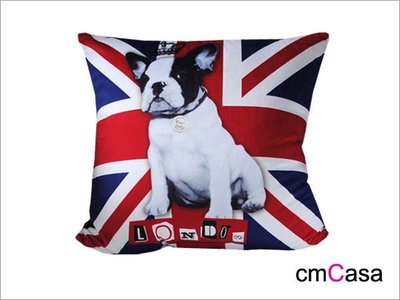 = cmCasa = [3280]經典英倫設計風 英國旗鬥牛犬抱枕套 雙色可選新發行