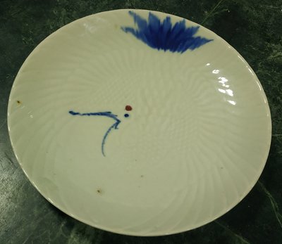 早期老碗盤  手繪丹頂鶴 大圓盤。。（2）