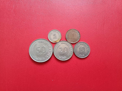 【二手】 新加坡1967年～1985年第流通輔幣50分～1分5套838 錢幣 硬幣 紀念幣【明月軒】
