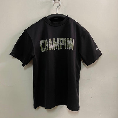 Champion 黑色迷彩字樣logo印花圓領短袖T恤 / M / 1566