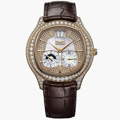 預購 伯爵錶 Piaget Polo系列 Piaget Emperador 枕形腕錶 G0A32020 42mm 鑽石貝母面盤  18K玫瑰金 兩地時間
