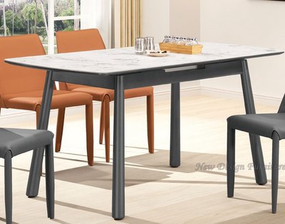 【N D Furniture】台南在地家具-灰色實木腳座/桌面岩板拉合餐桌/伸縮餐桌TH