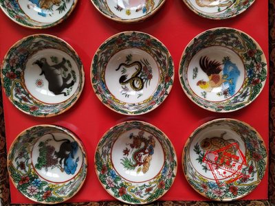 景德鎮瓷器 陶瓷 中國風 12金釵 十二生肖工夫小茶杯套裝