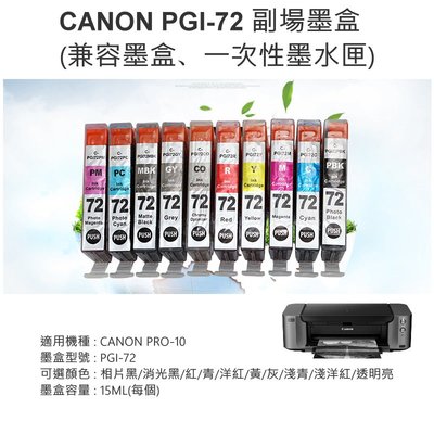 【台灣現貨】CANON PGI-72 帶晶片副場墨盒 （適用PRO-10、十色可選）?兼容墨盒 相容墨盒 兼容墨盒