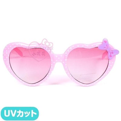 ♥小花凱蒂日本精品♥Hello Kitty 凱蒂貓粉色愛心蝴蝶結造型兒童墨鏡抗UV太陽眼鏡-32092105