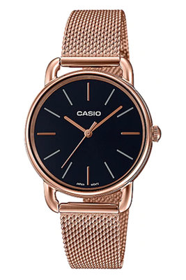 【金台鐘錶】CASIO卡西歐 簡潔大方 時尚必備 玫瑰金 米蘭不鏽鋼錶帶(女錶)(黑面) LTP-E412MPG-1A