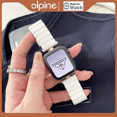 適用於Apple Watch 78Ultra代T字頭金屬一珠陶瓷錶帶iWatch3456代一珠陶瓷錶帶 蘋果手錶SE錶帶