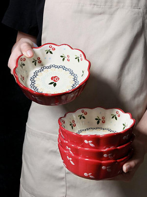 好看的盤子網紅餐具沙拉碗碟子單個北歐家用日式陶瓷櫻花櫻桃套裝