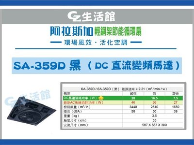 [GZ生活館] 輕鋼架節能循環扇  SA-359D 黑色 ( 遙控 )  DC 變頻馬達 省電40% "含稅價"