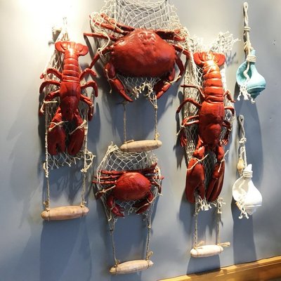 裝飾鋪~網紅樹脂仿真螃蟹小龍蝦模型掛件海鮮餐廳壁飾裝飾品飯店夜市壁掛