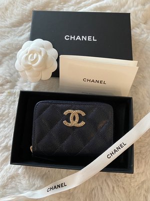 Chanel 限量新logo 零錢包/卡包 深藍色荔枝皮 現貨在台 $2xxxx