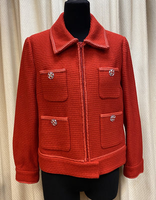 Moiselle美美的法拉利紅色羊毛呢料外套