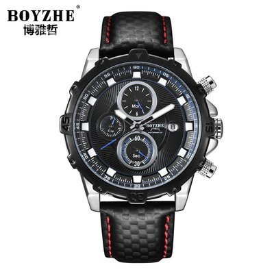 男士手錶 BOYZHE博雅哲全自動多功能機械手錶時尚真皮夜光高檔男士腕錶批發