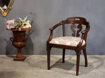 法國 老橡木 咖啡杯  扶手椅  書桌椅  休閒椅  主人椅(新布面) 古董椅ch0416 【卡卡頌  歐洲古董】✬