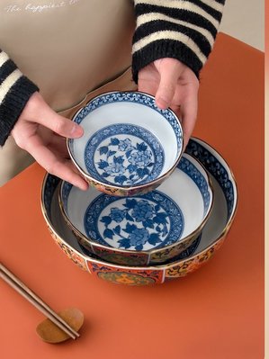 日本陶瓷碗家用復古餐具日式吃飯湯碗拉面碗大號深湯盤子碗