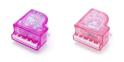 ♥小花凱蒂日本精品♥Hello Kitty 美樂蒂 鋼琴造型 透明 迷你 削鉛筆器 方便攜帶 國小必備 60151902
