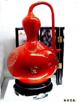 INPHIC-招財葫蘆 印金中華紅陶瓷花瓶 如意◎ 中國紅瓷