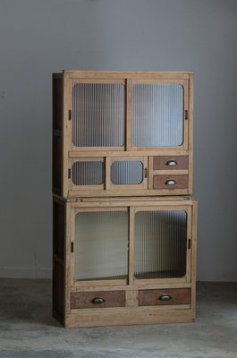 [裏山 古物]   木製玻璃櫥櫃/寫字櫃