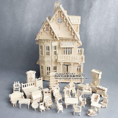 小思涵的雜貨店 #熱賣#木質拼裝建筑模型手工DIY小屋房子組裝玩具成人大型立體拼圖禮物（價格不同 請諮詢後再下標）