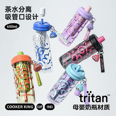 tritan材質吸管水杯 高顏值運動水杯 便攜學生杯子 耐高溫吸管杯~寶藏山小店