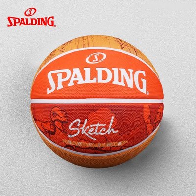 現貨熱銷-斯伯丁SPALDINGN黑色7籃球素描系列學生室外橡膠籃球耐~特價