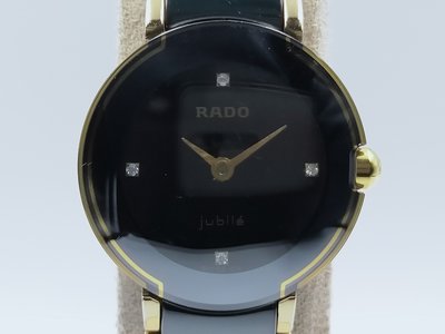 【發條盒子H0302】RADO 雷達 Jubile系列 黑鑽面 石英鍍金/陶瓷 經典女錶 原廠保單204.0302.3